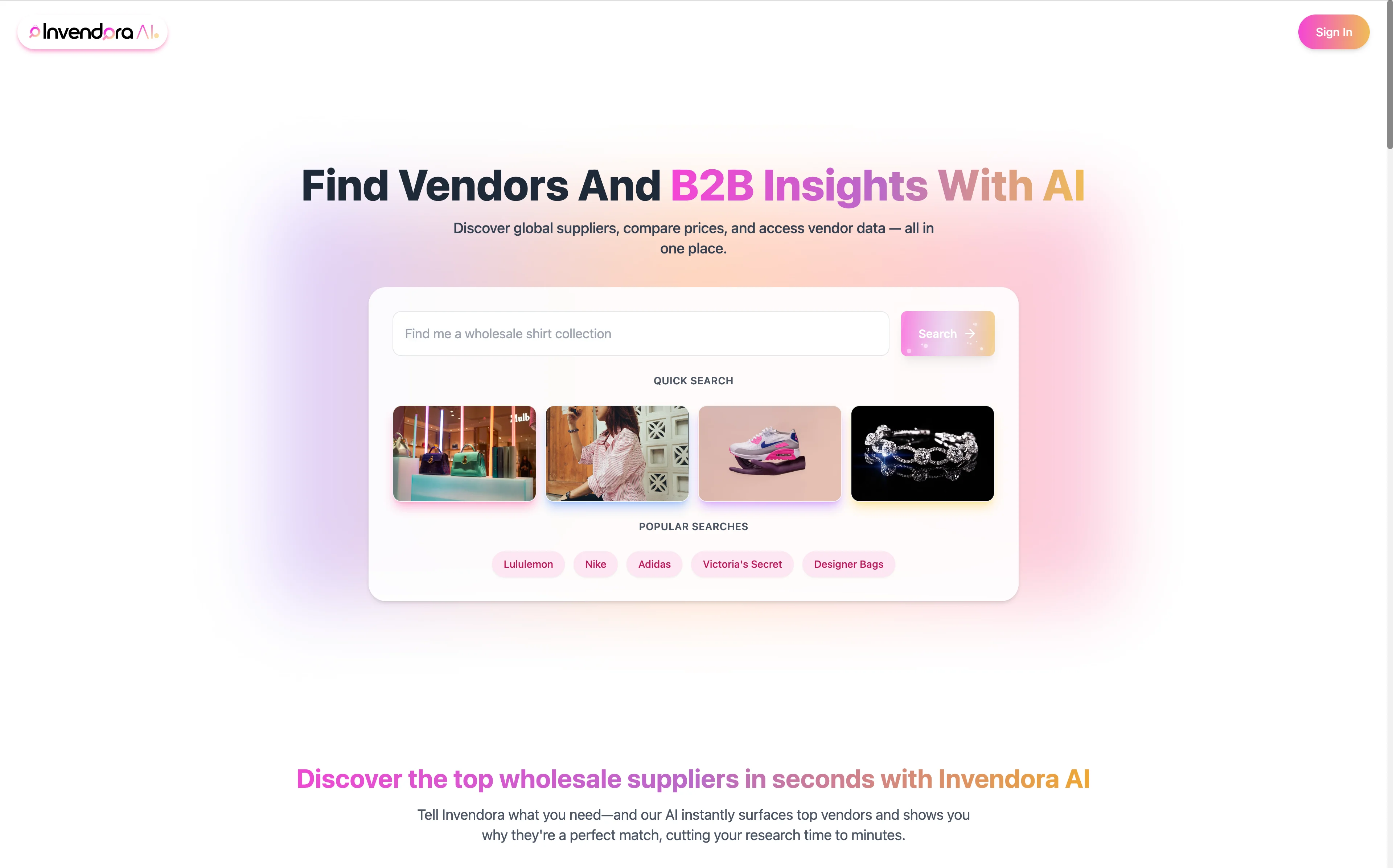 Invendora: AI-Powered B2B Search Platform